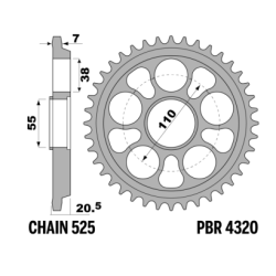 PBR Rear Aluminium Sprocket