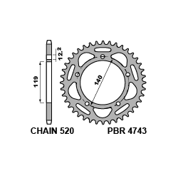 PBR Rear Aluminium Sprocket