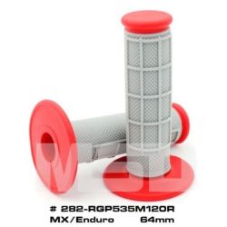 MX Rubber Dual Compound Grips-Grey/Red