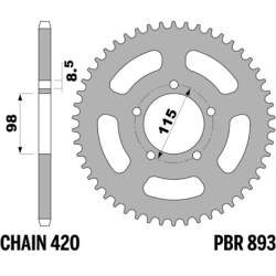 PBR Rear Aluminium Sprocket